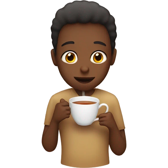 Holding a cup of tea in front of the face emoji