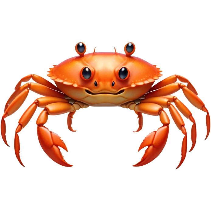 Cinematic Noble Baby Crab Portrait Emoji, Poised and curious, with a small, delicate carapace in vibrant hues, tiny, alert eyes on short stalks, and miniature, intricately detailed pincers, Simplified yet sharp and sophisticated features, highly detailed, glowing with a soft, coastal radiance, high shine, intelligent and determined, stylized with an air of seaside authority, focused and attentive, soft glowing outline, capturing the essence of a watchful and confident juvenile crustacean that appears ready to scuttle out of the screen with effortless charm! emoji