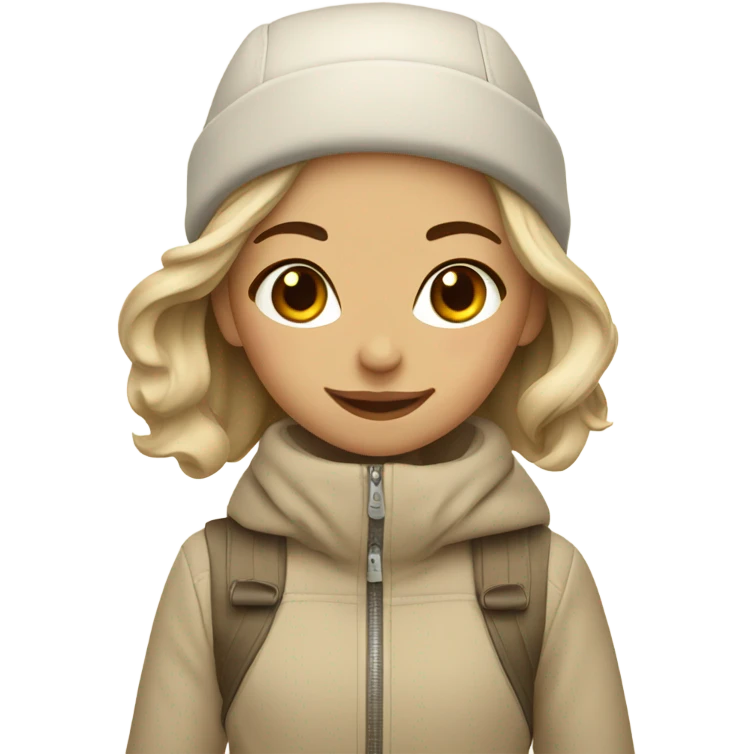 stylish girl on a beige color skis emoji
