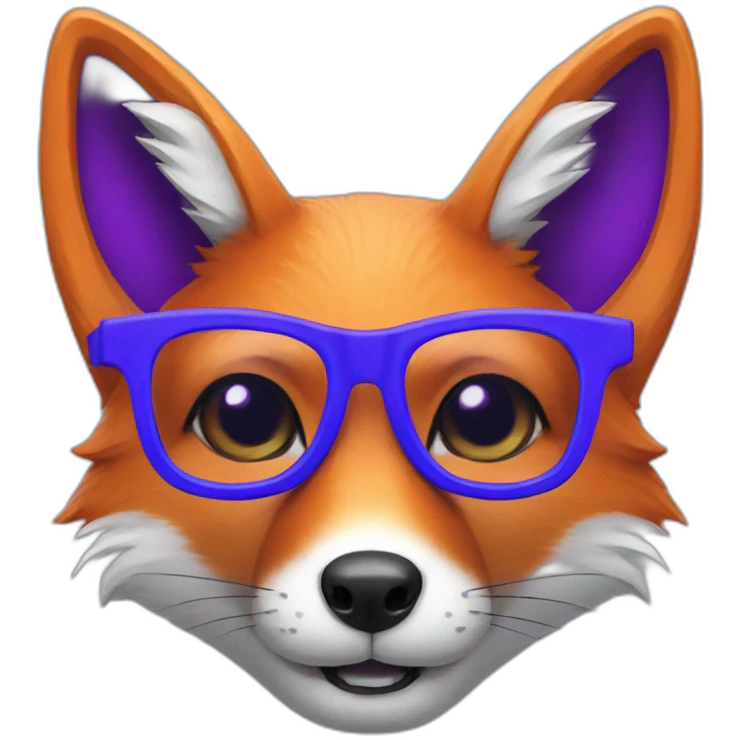 Fox with a blue bowtie on and purple glasses emoji
