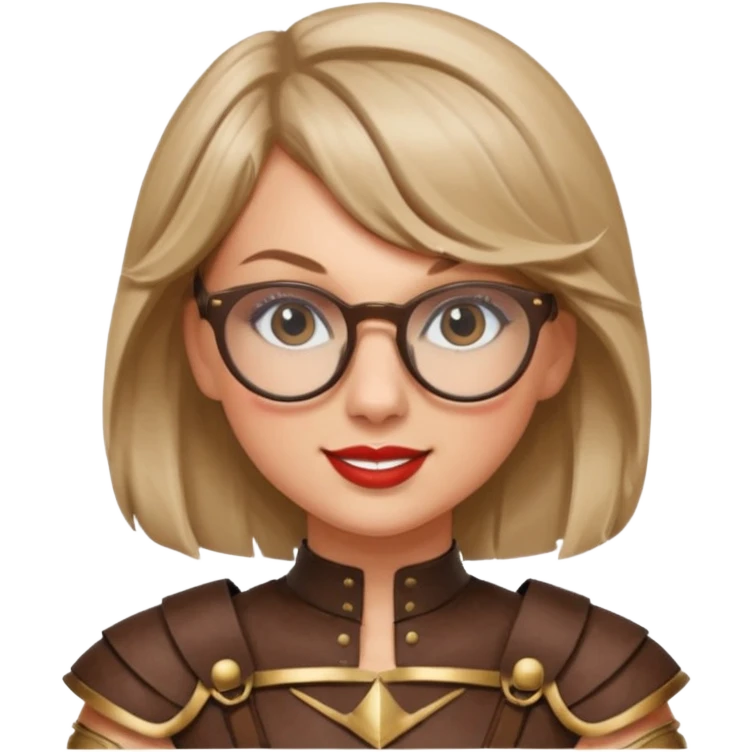 Taylor Swift, wearing gladiator cloth, big round glassed emoji
