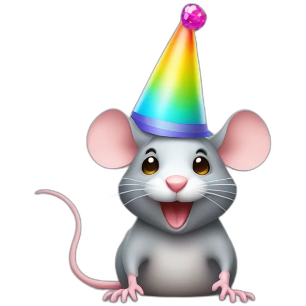 rat with party hat at festival emoji