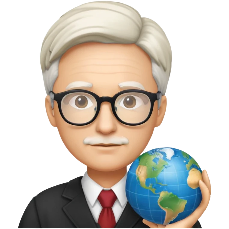professor with glasses and academic attire rotating a world globe emoji
