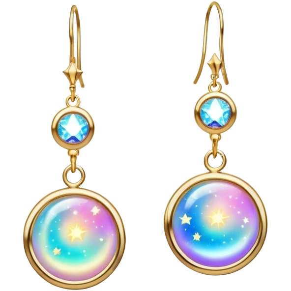 earrings as celestial charms with cosmic glow emoji
