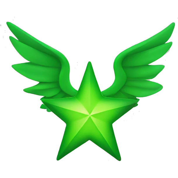 Green star with wing emoji