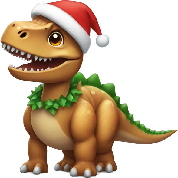 Dinosaur in a Christmas hat emoji
