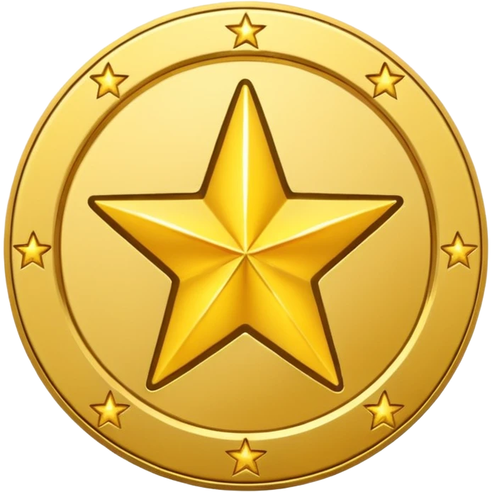 Gold star coin emoji in a circle emoji