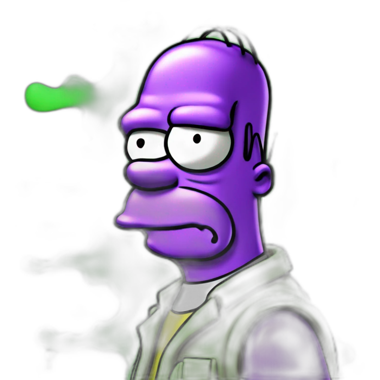 lemon-green-and-purple-neon-spray graffiti Homer simpson emoji