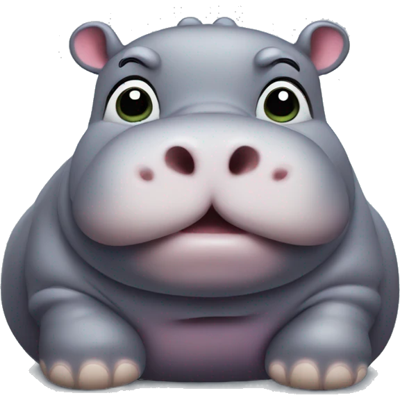 chubby hippo with a belly emoji