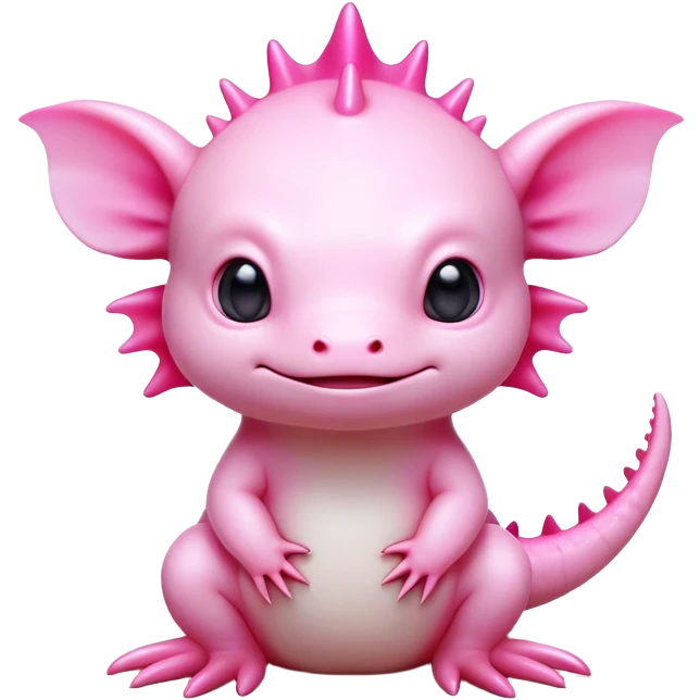 cinematic-[axolotl]-realistic-full-body-sitting-emoji,-head-tilted-dramatically,-pink skin,-simplified-yet-realistic-focused-features,-highly-detailed,-glowing-with-an-almost-sarcastic-glow emoji
