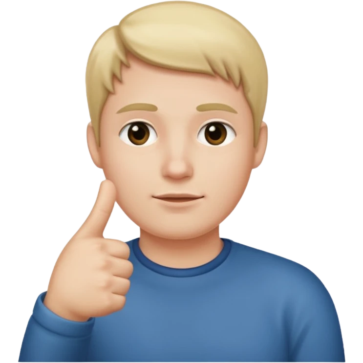 straight face with hand with only thumb sticking up right under chin pointing right emoji