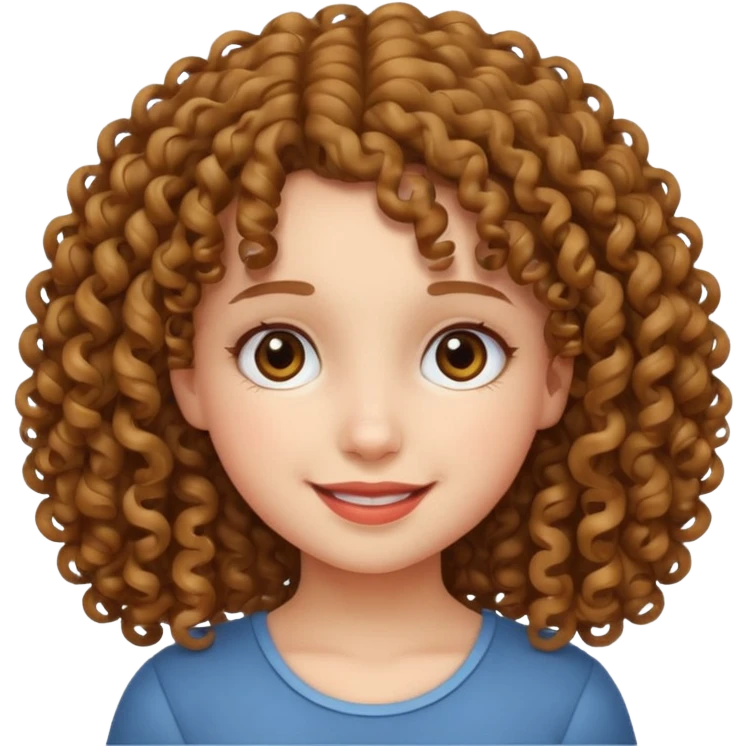 a curly hair girl,that has inesent smile emoji