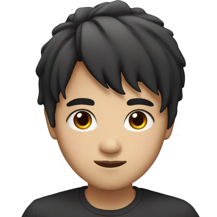 Black hair，black eyes，asian face emoji