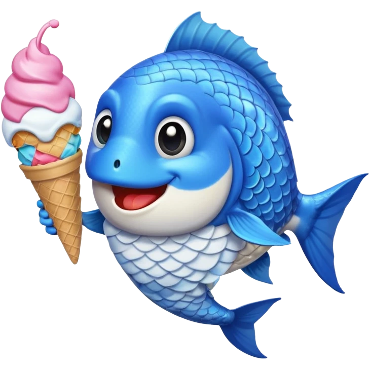 a fish holding a icecream emoji