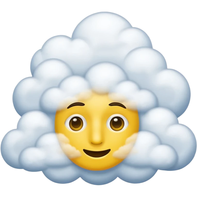No mouth face in clouds a yellow circle remove nose and remove a white eyes emoji