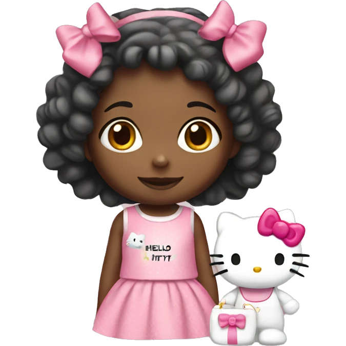 Little girl with hello Kitty set emoji