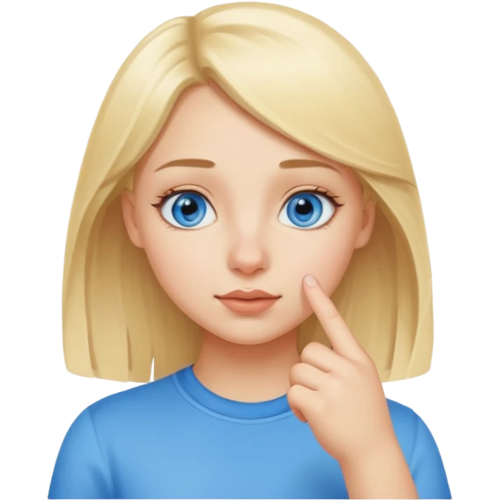 put a finger on the nose but In a cute way, bye a blond girl with blue yes  emoji