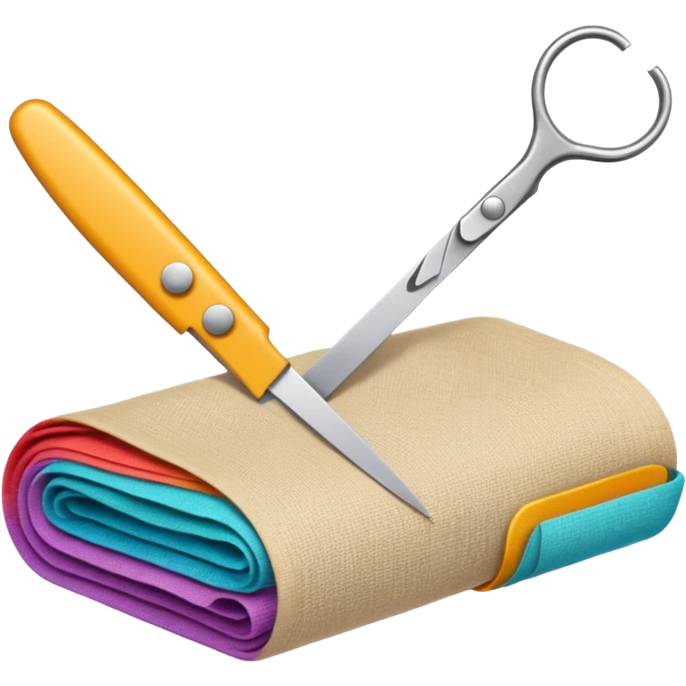 rolled fabric with scissors emoji