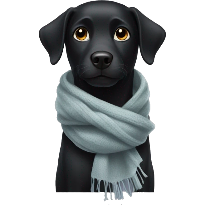 Black dog weareing scarf  emoji