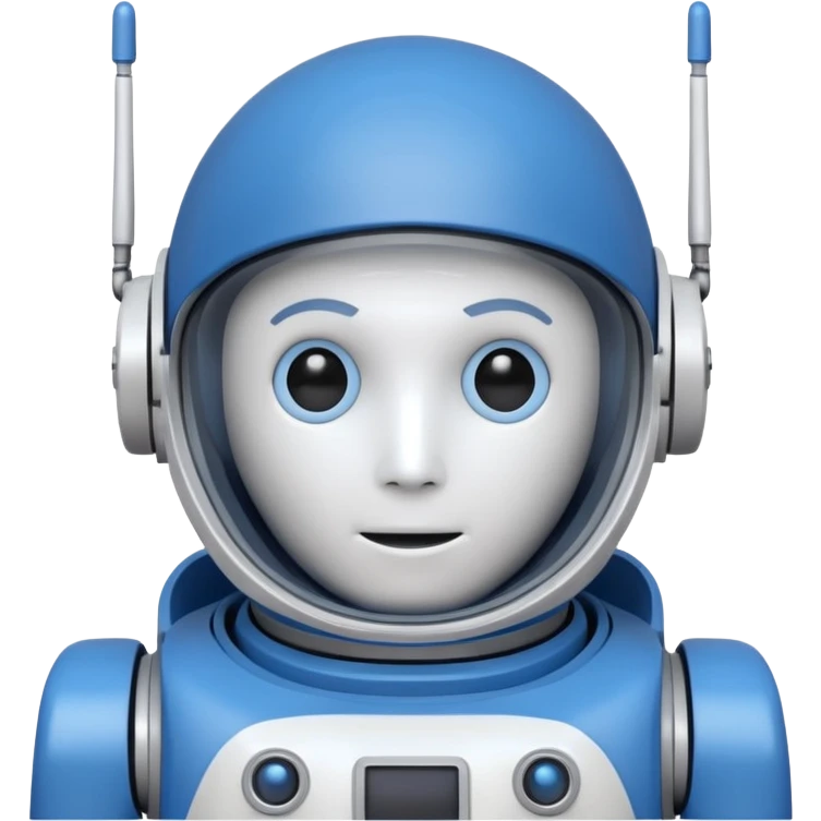 tête de robot cosmonaute bleu et blanc avec une antenne emoji