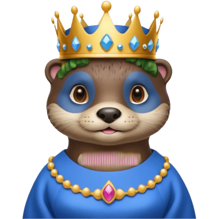 Otter wearing a big blue dress and a crown emoji