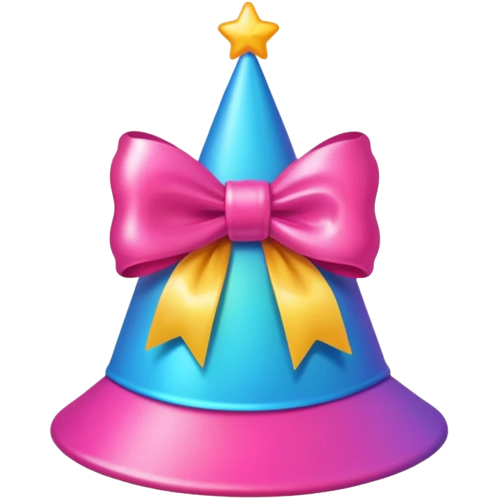 birthday hat with a bow, neon colors emoji