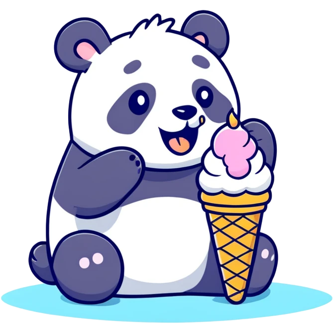 Panda eating ice cream emoji