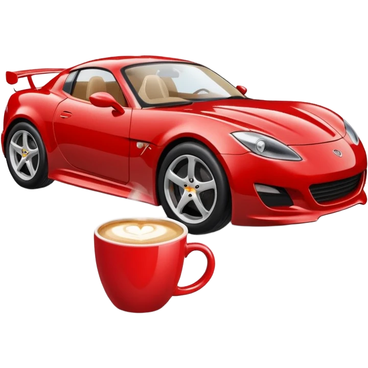 A sports car drinking a latte emoji