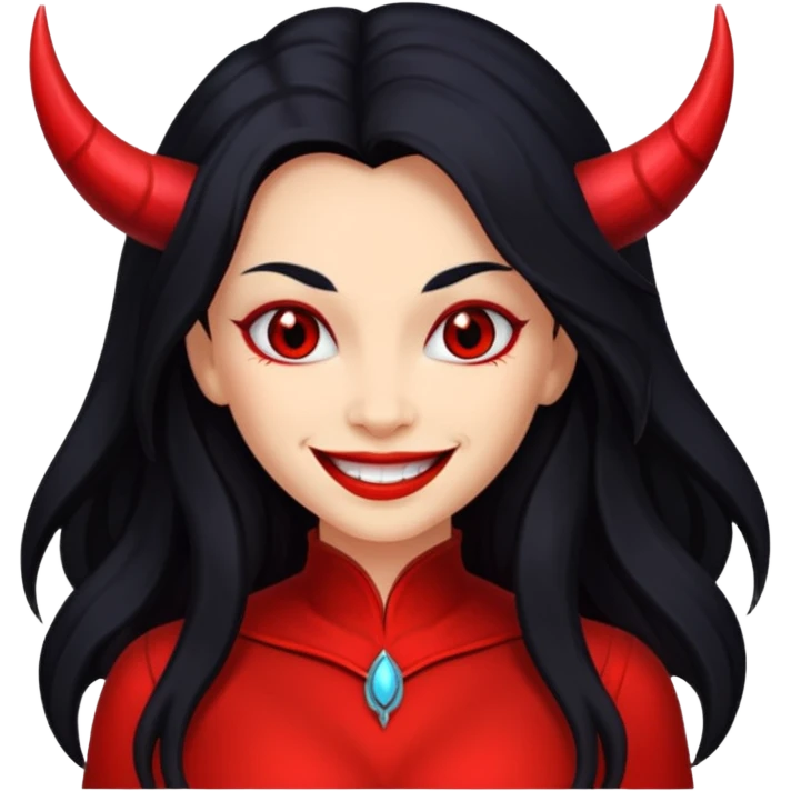 red voman devil  long hair emoji