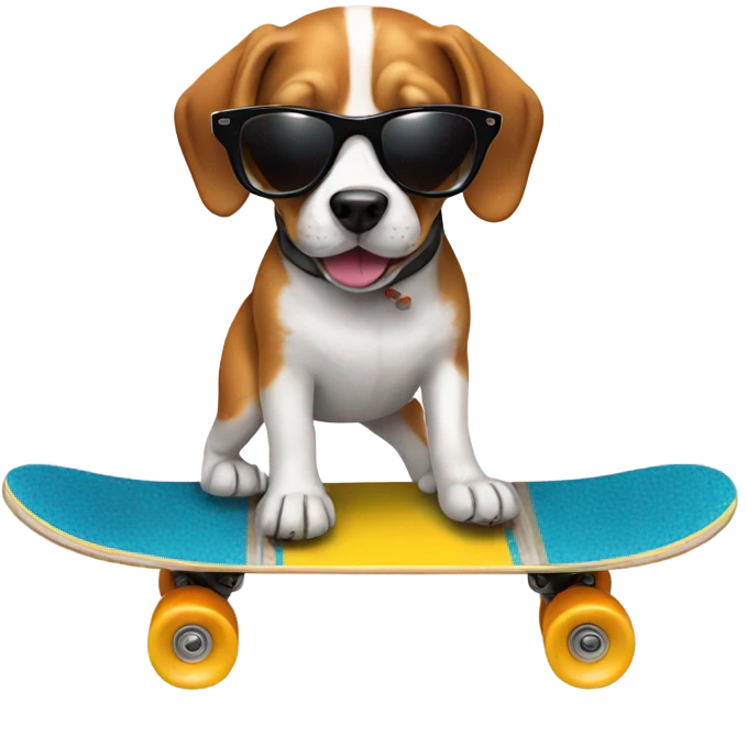 Beagle wearing sunglasses riding a skateboard emoji