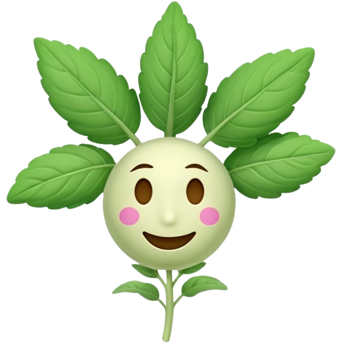 clary sage with a happy face, stylized emoticon emoji