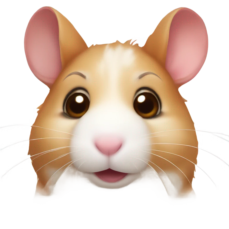 hamster with brown ears , a very soft red color in the area of ​​2 ears emoji