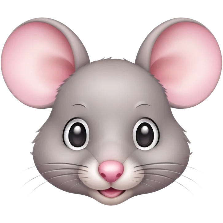 Cute gray mouse with large ears and a pink nose emoji