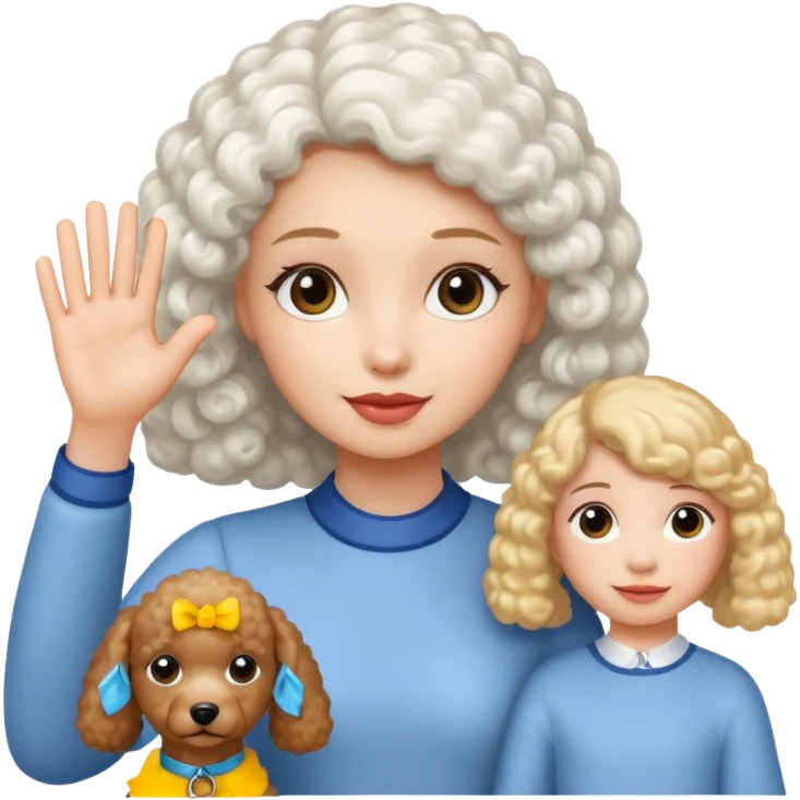 Poodle And girl say goodbye emoji