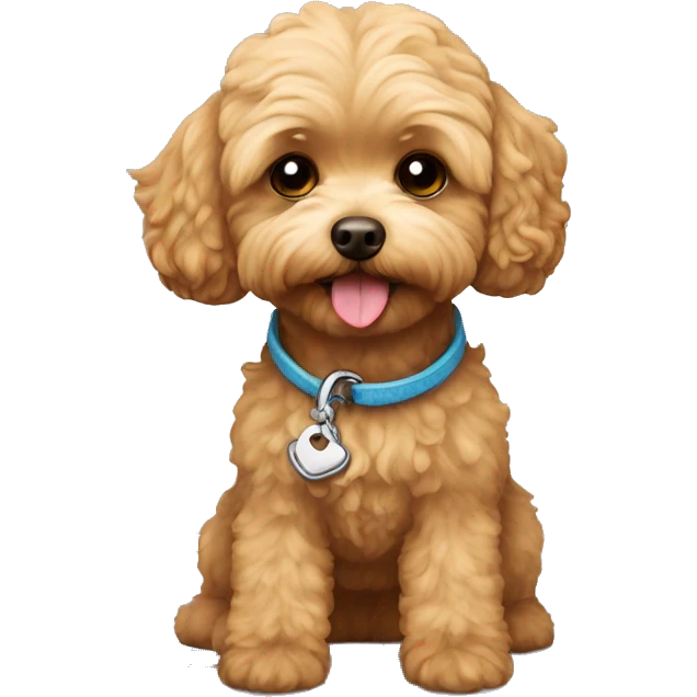 soft brown Maltipoo whit yellow dog leash emoji