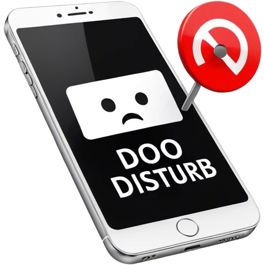 a mobile phone holding up a ‘do not disturb’ sign emoji