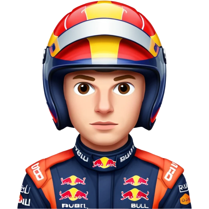 Max Verstappen with racing helmet and Red Bull colors, no text emoji