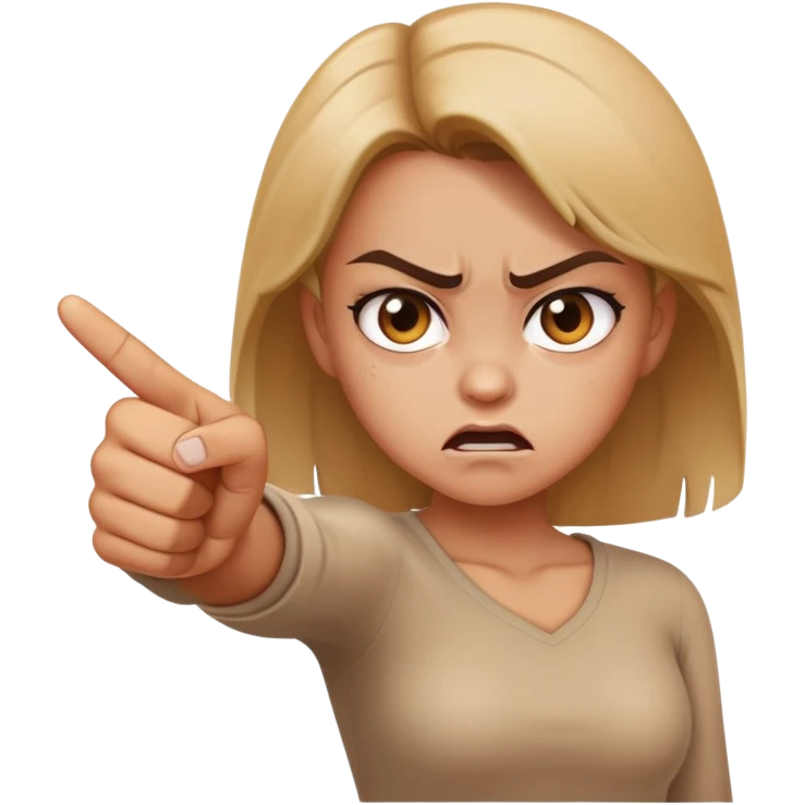 Angry girl pointing finger with body emoji