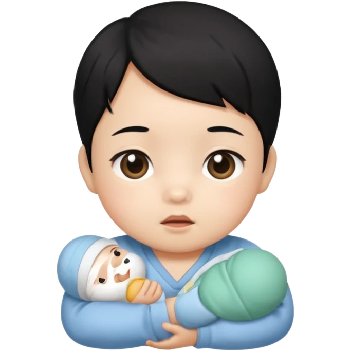 korean black hair baby infant emoji