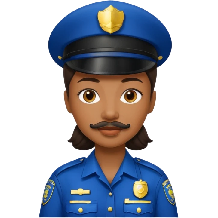 black woman with mustache wear police's uniform emoji