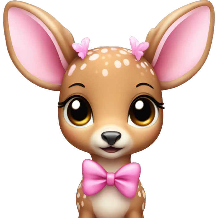baby deer with fairy wings and a pink bow around its neck  emoji