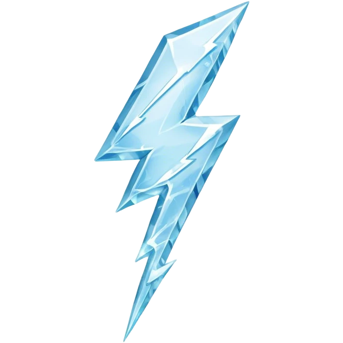 Chunky simple Lightning bolt with only four sides made of ice emoji