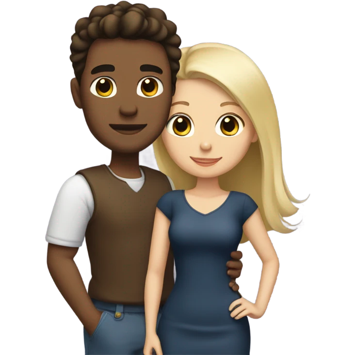 Brunette man and blonde woman in love emoji
