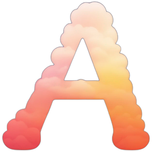 Letter A covered by clouds sunset colors emoji