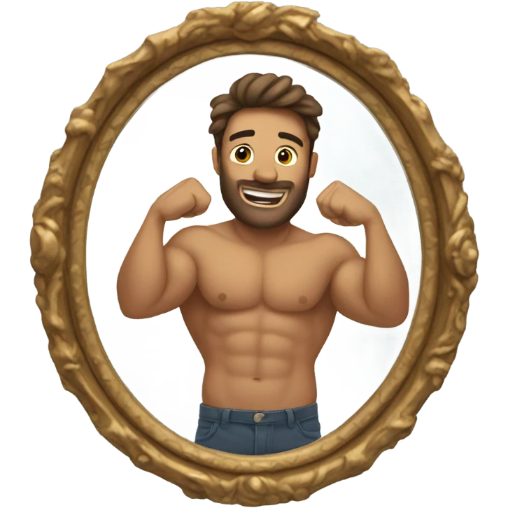 Guy flexing in mirror emoji