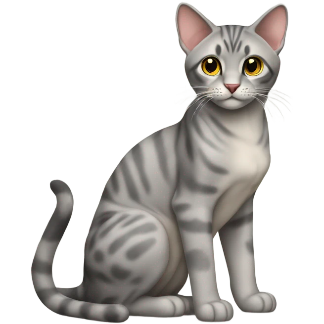 Serengeti cat sitting light grey full body emoji