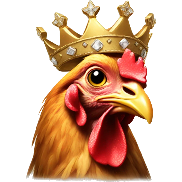 Chicken wearing crown emoji