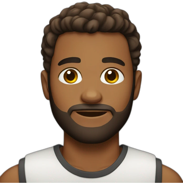 25 year old with a beard and a brown skin emoji