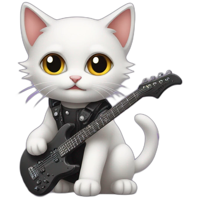 Cute heavy metal music kitten emoji