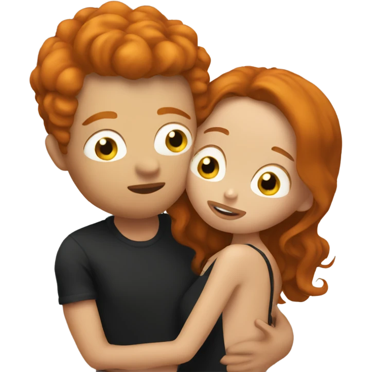 Ginger kissing brunette emoji